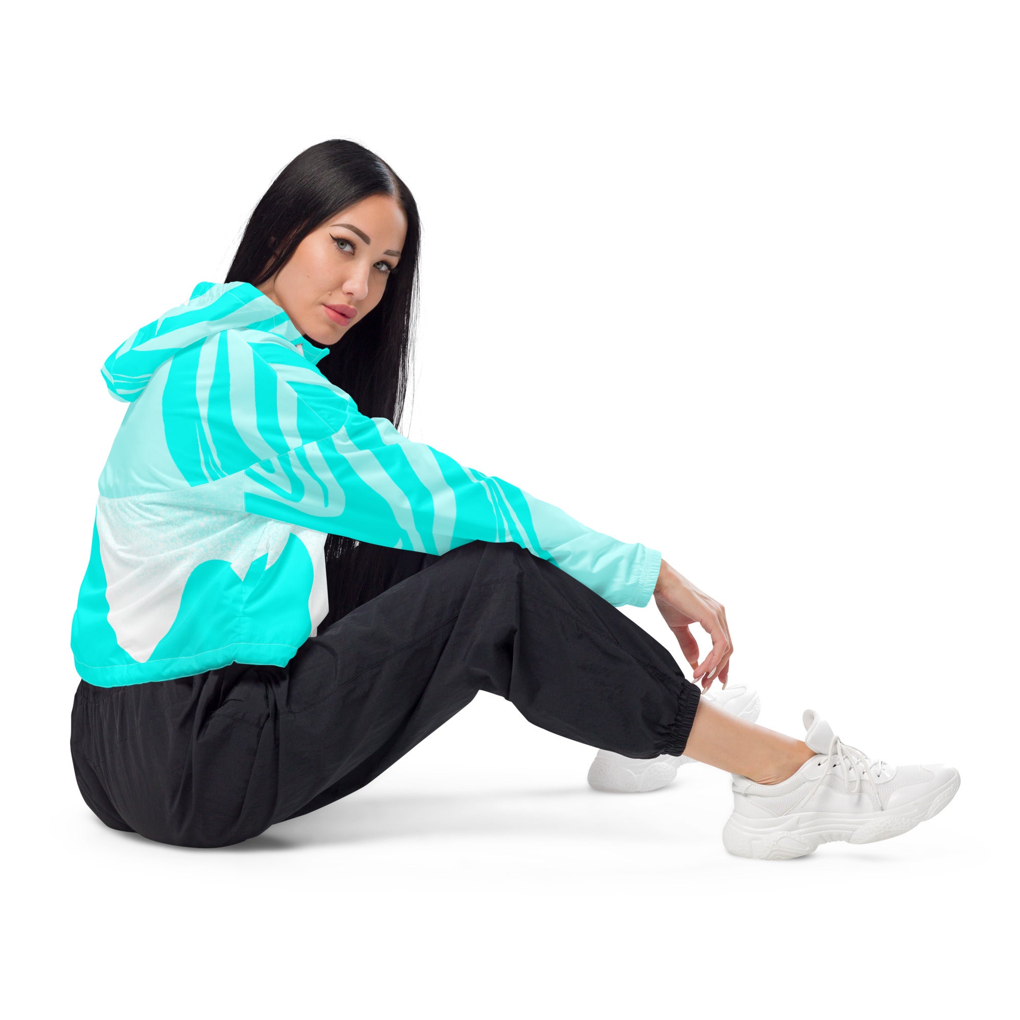 EXCLUSIVE LIMITED EDITION) Women's cropped windbreaker (AQUA